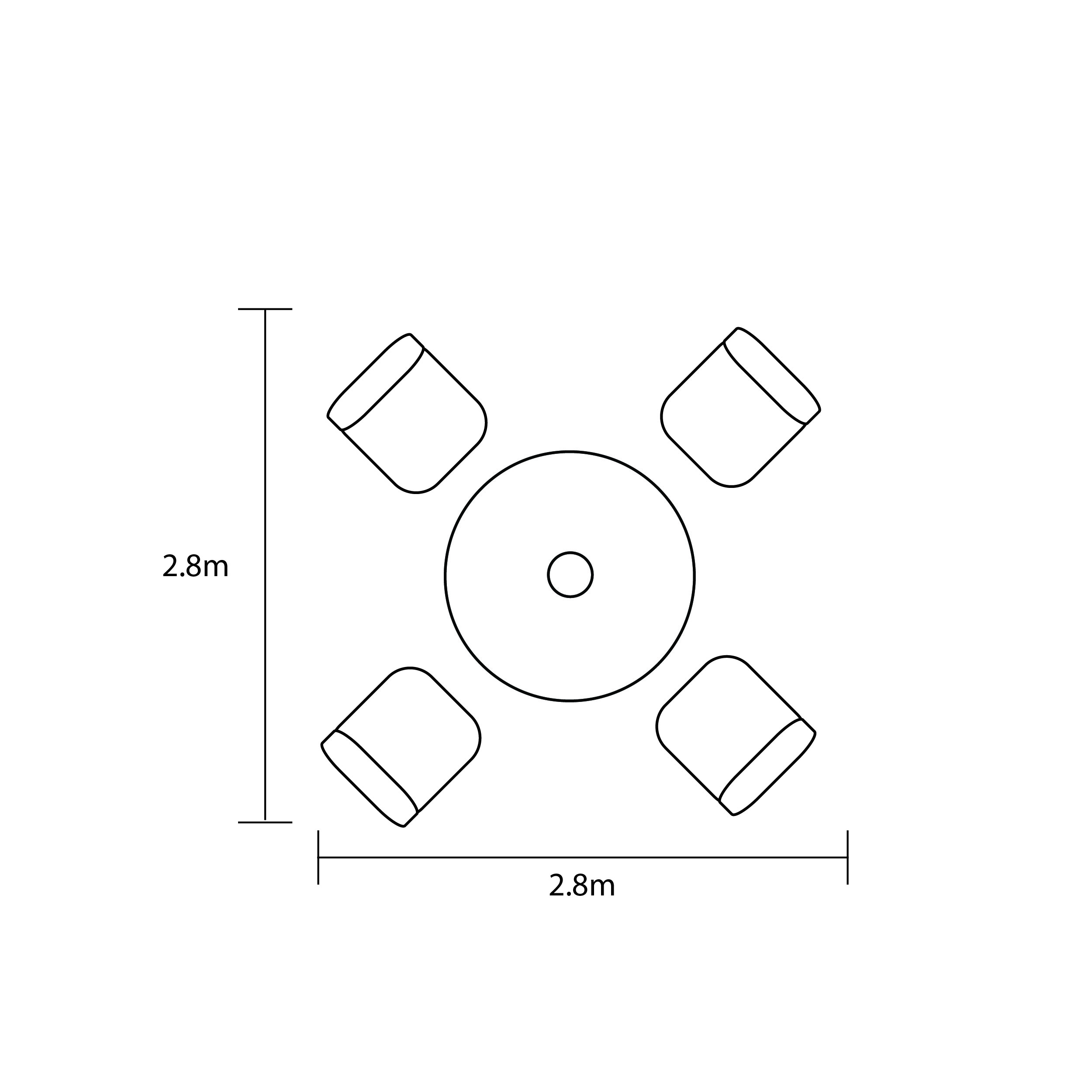 Lyra 4 Seat Round Dining Set footprint
